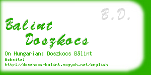 balint doszkocs business card