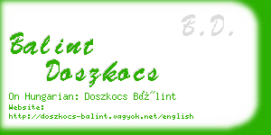 balint doszkocs business card